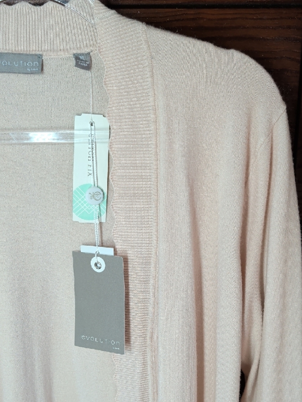 Scalloped Edge Open-Front Blush Cardigan - Picture 5 of 13